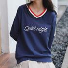 V-neck Letter Embroidered Pullover