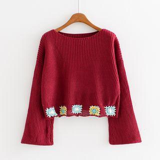 Embroidered Cropped Sweater