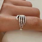 Skeleton Hand Alloy Open Ring Palm - Silver - One Size
