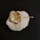Flower Alloy Hair Pin 1 Pc - Gold & Off-white - One Size