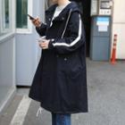 Contrast Trim Hooded Button Coat