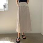Pocket-side Nylon Long Skirt