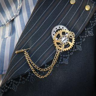 Steampunk Chain Brooch Gold - One Size