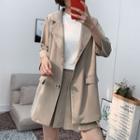 Set: Button Blazer + Mini Pleated Skirt