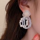 Flower Faux Crystal Faux Pearl Fringed Earring
