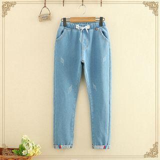 Lettering Printed Jeans