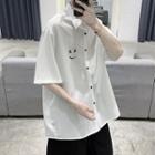 Short-sleeve Smiley Face Print Shirt