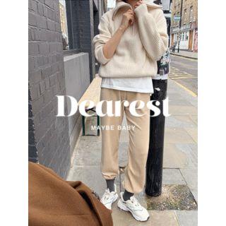 Band-waist Velvet Jogger Pants One Size