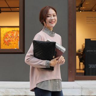 Houndstooth-layered Blouse