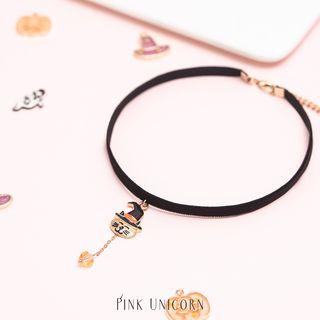 Halloween Cat Witch Pendant Choker As Shown In Figure - One Size