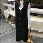 V-neck Sleeveless Button-front Dress