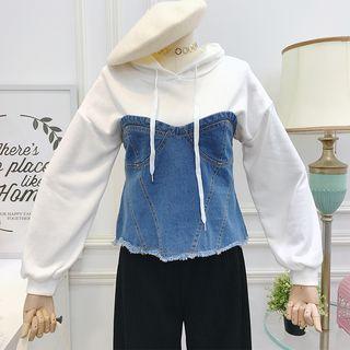 Set: Hooded Pullover + Denim Tube Top