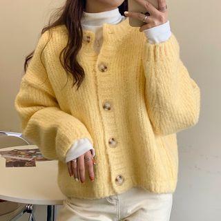 Plain Cardigan / Mock-neck Fleece Top