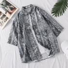 3/4-sleeve Snakeskin Print Shirt
