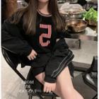 Short-sleeve Number Embroidered T-shirt