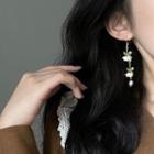 Flower Drop Earring 1 Pair - Green & White - One Size