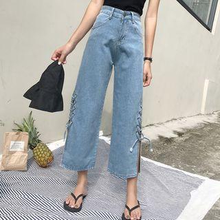 Lace Up Wide Leg Jeans
