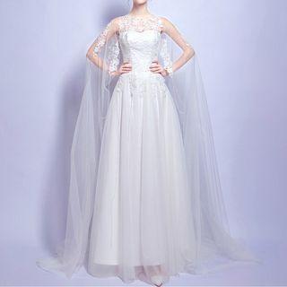Sleeveless Lace Panel Wedding Gown