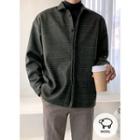 Hidden-button Wool Blend Plaid Jacket