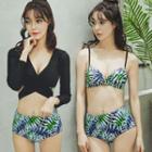 Leaf Print Bikini Set (3pcs)
