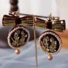 Wedding Embroidered Dangle Earring 1 Pair - Earring - Wine Red - One Size
