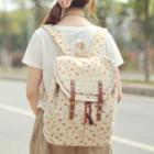 Patterned Flap Buckled Canvas Backpack