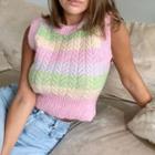 Rainbow Striped Knit Vest Pink - One Size