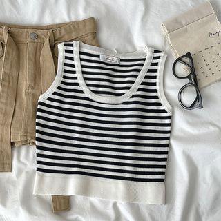 Striped Tank Top Tank Top - Stripes - Black & White - One Size