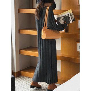 Wool Blend Ribbed Maxi Knit Dress