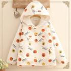 Tomato Print Padded Hoodie As Shown In Figure - One Size