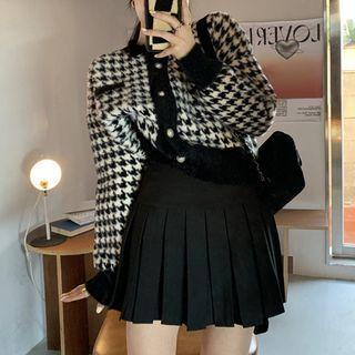 Houndstooth Cardigan / Pleated Skirt