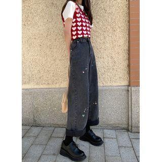 Splatter Print Straight-leg Pants