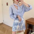 Asymmetric Long-sleeve Loose-fit Blouse