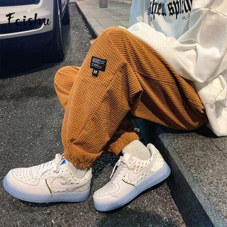 Lettering Patch Corduroy Sweatpants