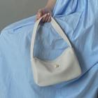 Faux Pearl Plain Zip Shoulder Bag