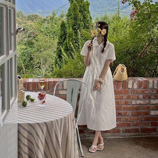 Pintuck Long Shirtwaist Dress