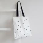 Dotted Canvas Shopper Bag Black Dot - White - One Size