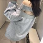 Off-shoulder Cutout Puff-sleeve Pullover