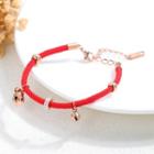 Stainless Steel Pig Red String Bracelet 011 - Rose Gold Pig - Red - One Size
