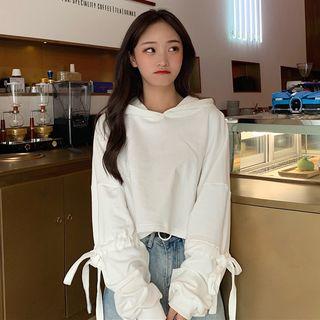 Elbow-tie Cropped Hoodie