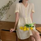 V-neck Button-front Minidress