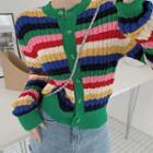 Striped Cardigan Stripes - Green & Yellow & Blue - One Size