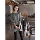 3/4-sleeve Button-detail Tunic
