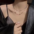 Layered Alloy Necklace 1 Set - Necklace - Silver - One Size