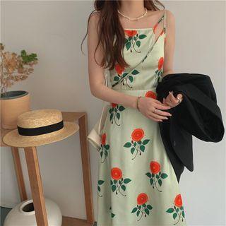 Floral Satin Pinafore Dress