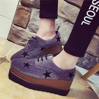 Star-accent Lace-up Wedges