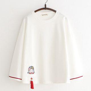 Embroidered Flared-sleeve T-shirt