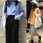 Plain Long-sleeve T-shirt/ Midi A-line Skirt