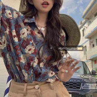 Floral Print Loose-fit Blouse Floral - One Size