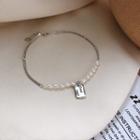 925 Sterling Silver Faux Pearl Anklet Anklet - As Shown In Figure - One Size